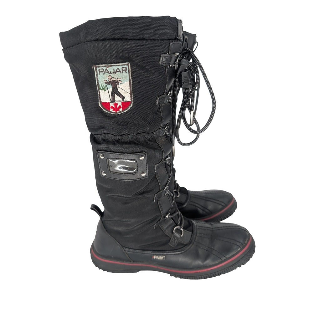 Pajar Grip Snow Boots Womens 9-9.5 Black Waterproof Tall Lace Up Winter Outdoor